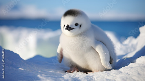 fluffy penguin chick in antarctica