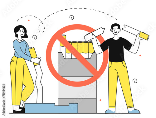 No smoking people vector linear