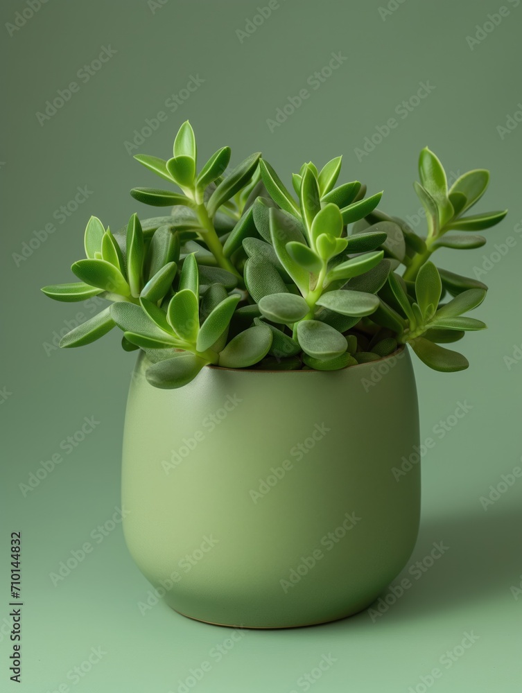 Crassula plant in pot. Studio photoshoot on isolated solid color background. Home flower plant profile photography. Ai generated illustration. Botanical app picture. Crassula plant in pot. Studio photoshoot on isolated solid color background. Home flower plant profile photography. Ai generated illustration. Botanical app picture.