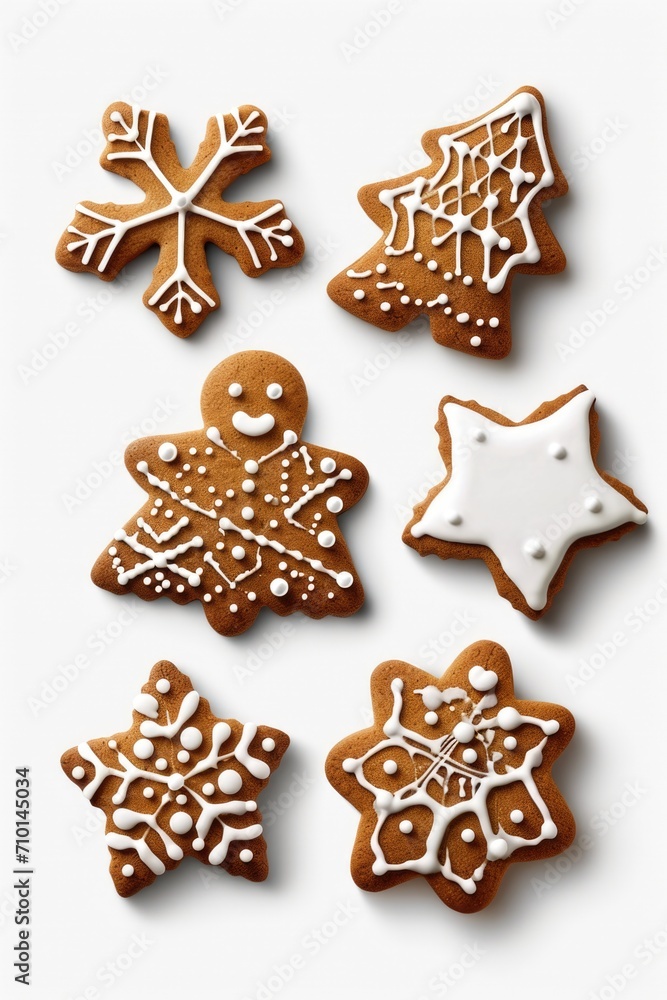 A set of four beautifully decorated ginger cookies. Perfect for holiday baking and festive occasions A set of four beautifully decorated ginger cookies. Perfect for holiday baking and festive occasions