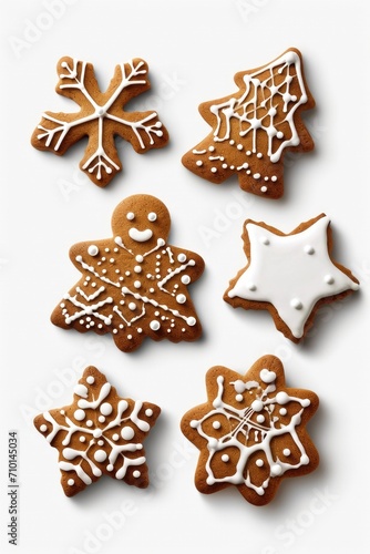 A set of four beautifully decorated ginger cookies. Perfect for holiday baking and festive occasions