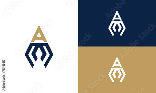 initials am monogram logo design vector