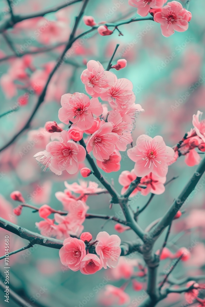 Tree branches covered with beautiful pink flowers Tree branches covered with beautiful pink flowers