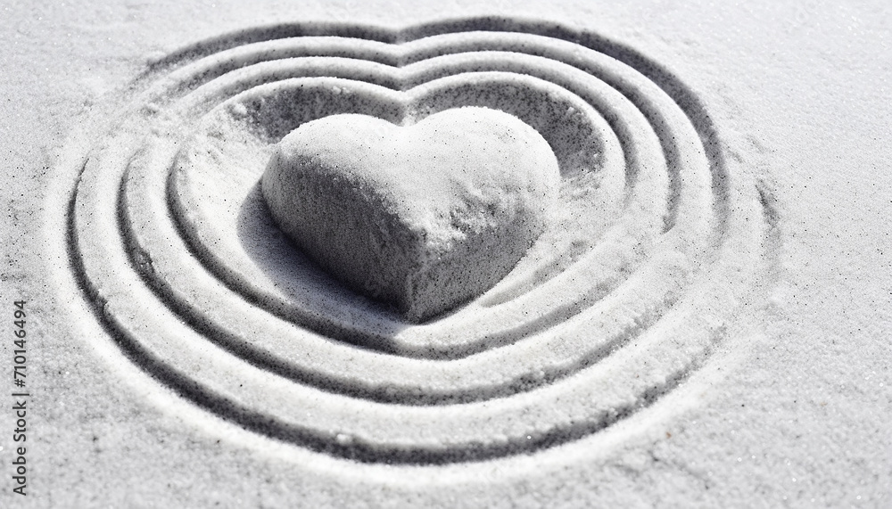 Obraz premium Love symbol in nature, heart shaped stone on beach generated by AI