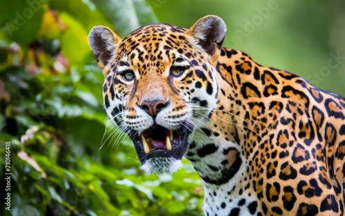 Jaguar amidst the lush greenery  A close-up encounter.