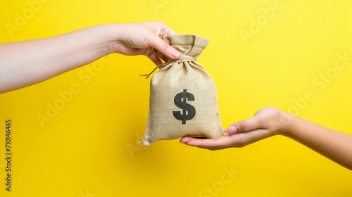 person holding a bag with money