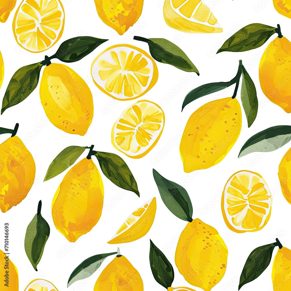 Yellow lemons pattern on white background Yellow lemons pattern on white background