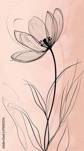 Sketchbook Blossoms  Delicate Flowers Artfully Drawn in Sketch Style  Set Against a Soft Pink Background