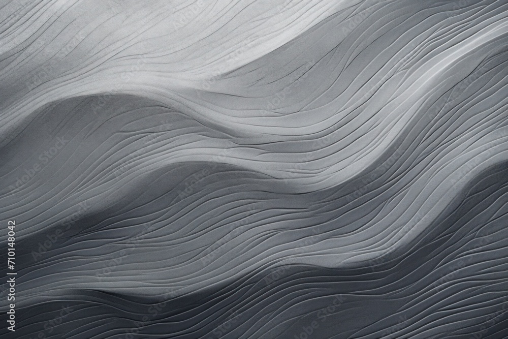 Fototapeta premium Abstract grey textured background with a smooth wave pattern, monochrome minimalist background