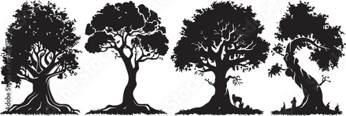 Set Trees. Hand drawn vector illustration