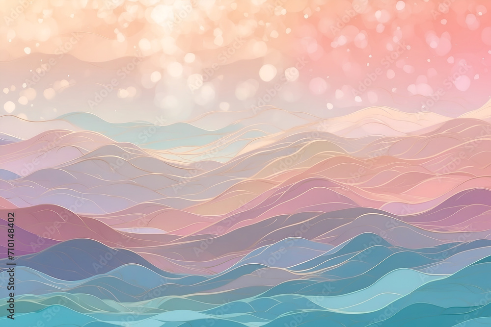 Abstract background with bubbles and waves with pastel colors.