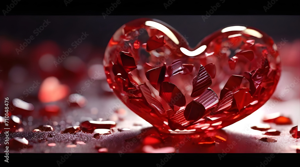 red big heart in a glass, valentine's day, ai generated