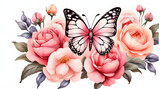 butterfly and flower, valentine's day, ai generated