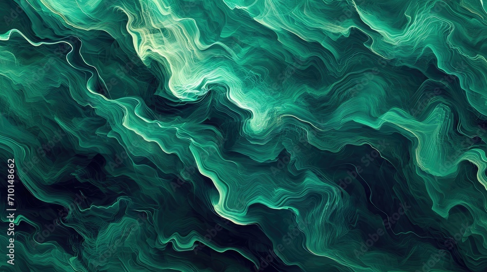 Obraz premium Green waves seamless pattern background