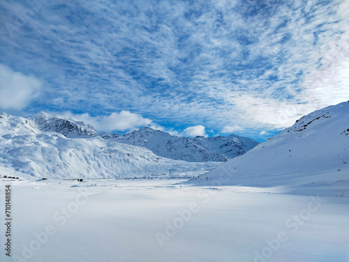 Snowy landscape in the alps of Valchiavenna in Montespluga village © Rita