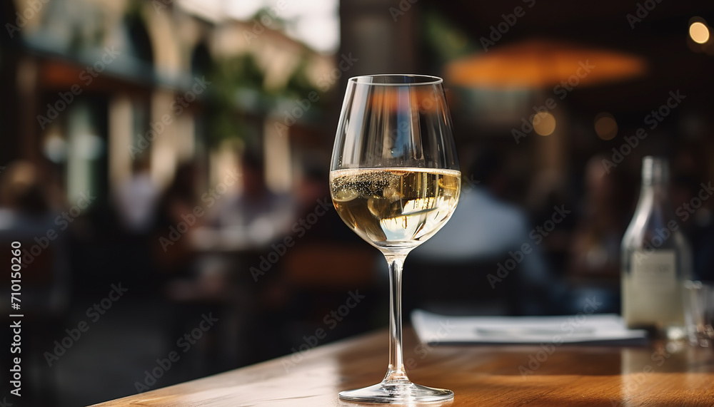 Luxury wineglass on table, elegance and celebration, generated by AI