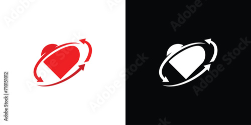 Creative Heart Rotation Logo.  Recycle Circulation Arrow Sign, Reusable Ecological Preservation. Health Care Logo Icon Symbol Vector Design Template.