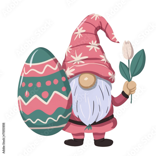  cute pink gnome with an Easter egg