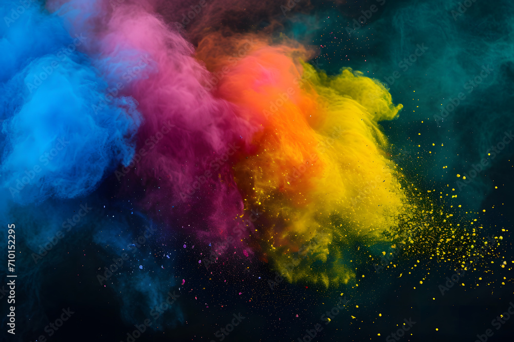 Abstract backgroud - Vibrant Holi Explosion: A Colorful Powder Cloud