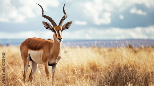 Graceful antelope standing in a golden savannah © Artyom