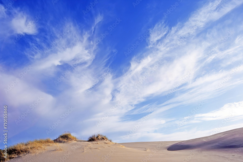Sand dunes and beautiful cloud covered skies