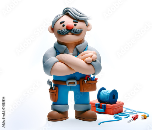 Personnage en pâte à modeler : électricien