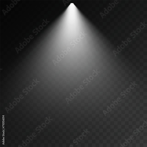 Dark stage on transparent background  neon light from spotlight  empty dark stage and studio room with rays of light.  For product demonstrations.