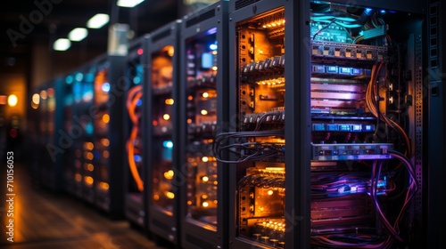 A server room full of computer servers. 