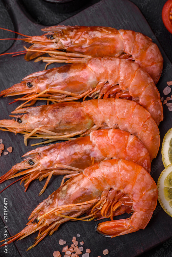Tiger shrimp or langoustine boiled with spices and salt Tiger shrimp or langoustine boiled with spices and salt