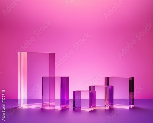 Acrylic Glass Blocks on Pink Gradient Background
