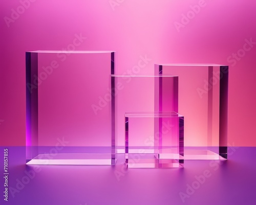 Acrylic Glass Blocks on Pink Gradient Background photo