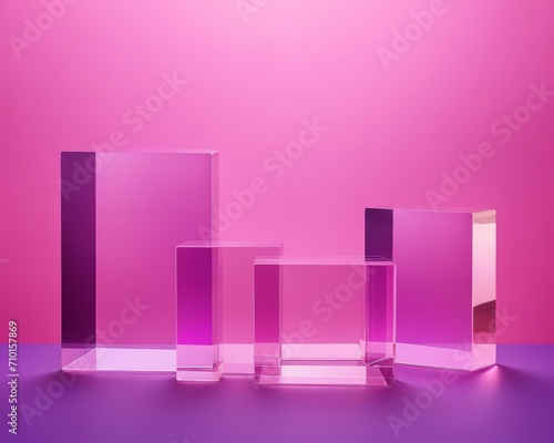 Acrylic Glass Blocks on Pink Gradient Background