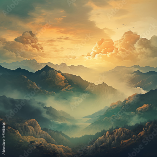 sunset in the mountains