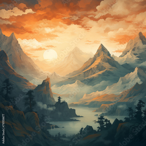 sunset over the mountains