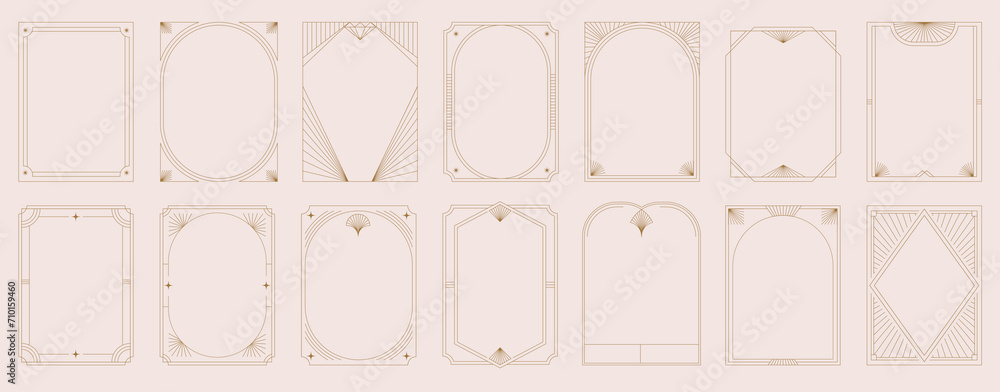 Art Deco frames minimalist collection. Elegant luxury borders and frames, vector templates design