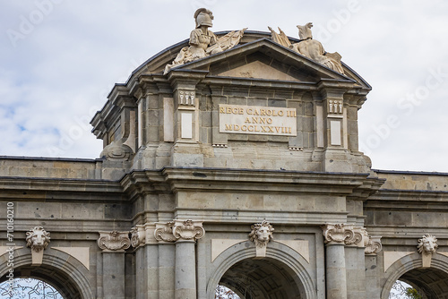 Alcala Gate (Puerta de Alcala, 1778) - Neo-classical monument in Independence Square (Plaza de la Independencia) in Madrid, Spain.