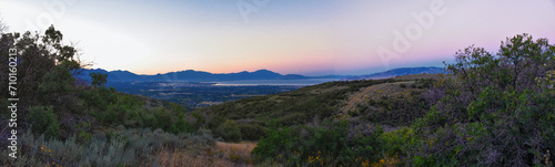 Fototapeta Naklejka Na Ścianę i Meble -  Lone Peak and surrounding landscape view, Jacob’s Ladder hiking trail, Lone Peak Wilderness, Wasatch Rocky Mountains, Utah, USA. 2023