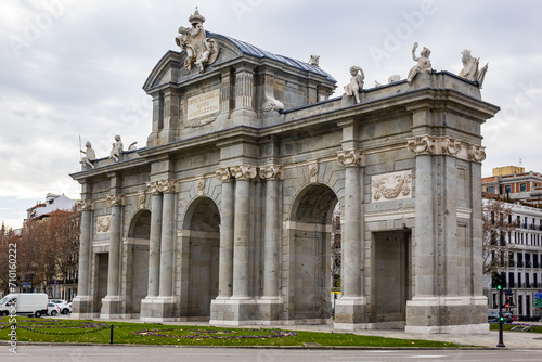 Alcala Gate (Puerta de Alcala, 1778) - Neo-classical monument in Independence Square (Plaza de la Independencia) in Madrid, Spain. photo