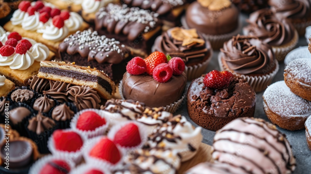 full frame of portioned chocolate
sweets in a pastry shop with different tastes and fillings full frame of portioned chocolate
sweets in a pastry shop with different tastes and fillings