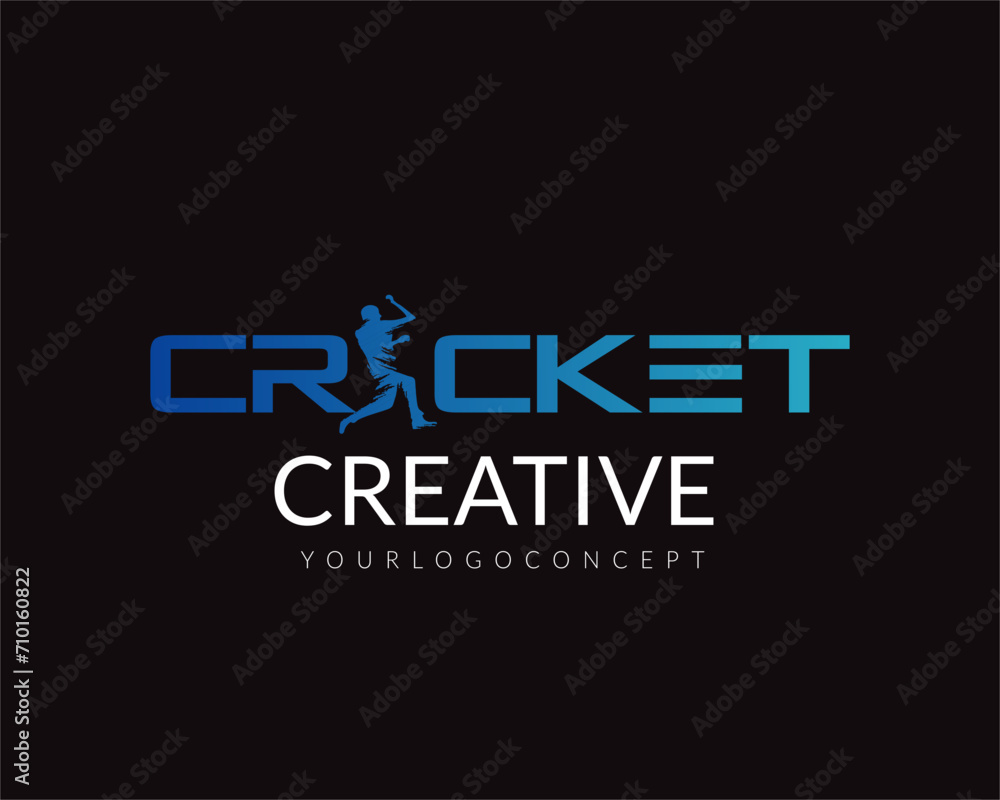 Fototapeta premium Cricket player, Playing cricket logo design vector. Icon Symbol logo.