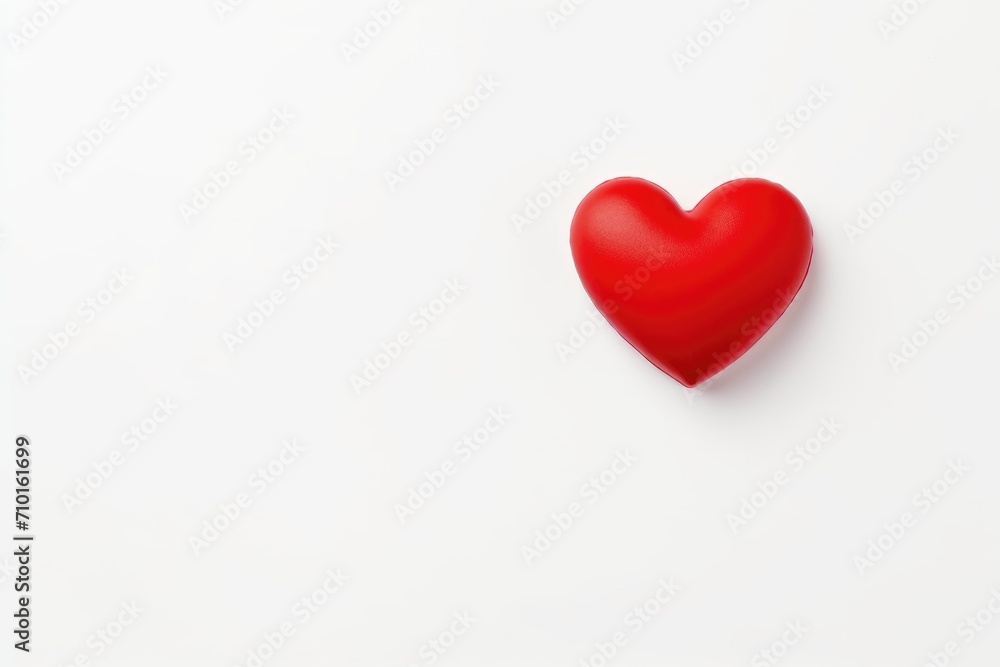 Red heart shape on white background with copy space