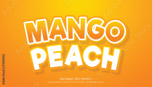 mango peach editable 3d text effect template bold typography and abstract style drinks logo and brand