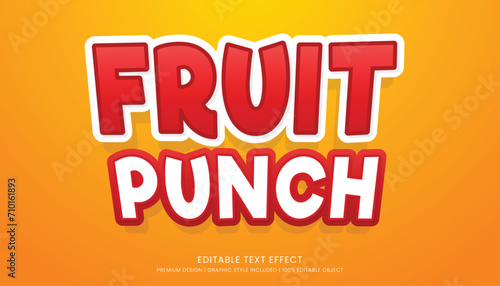 fruit punch editable 3d text effect template bold typography and abstract style drinks logo and brand