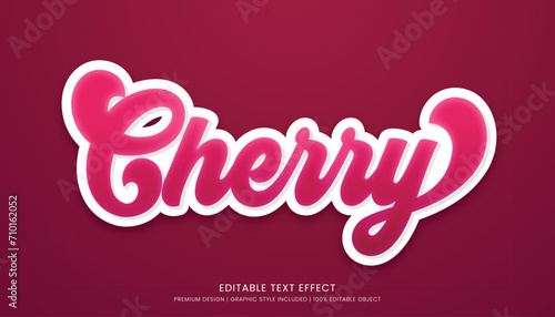 cherry editable 3d text effect template bold typography and abstract style drinks logo and brand photo