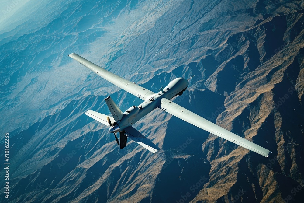 Fototapeta premium A fictional military drone in the air.