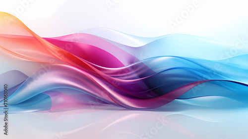 Abstract digital art, translucent slim and sleek energy waves on a white background