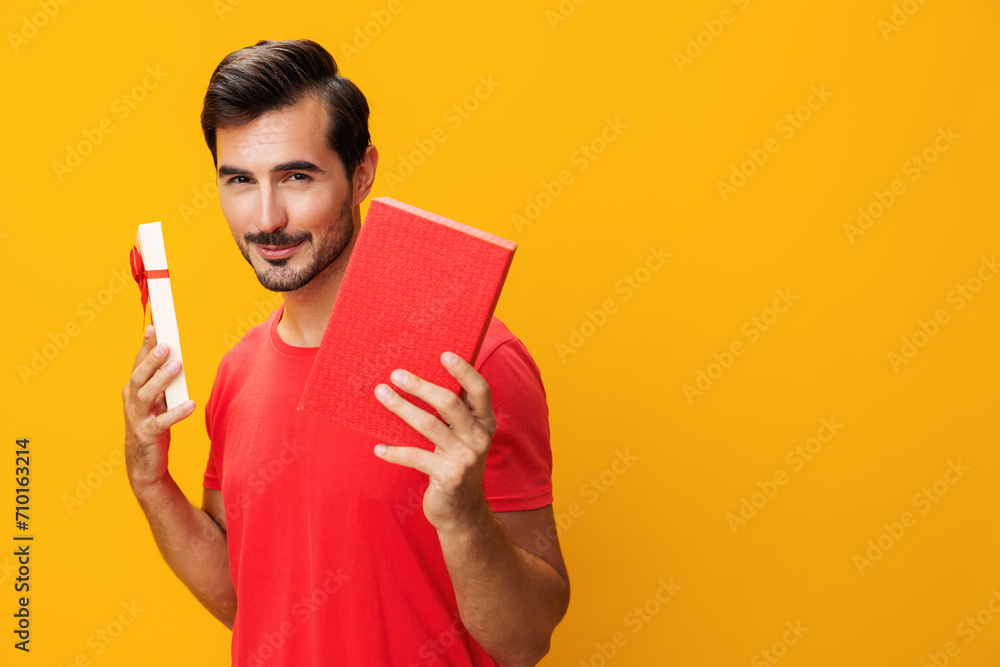 Man present box holiday male birthday christmas gift valentine celebrate surprise guy Man present box holiday male birthday christmas gift valentine celebrate surprise guy