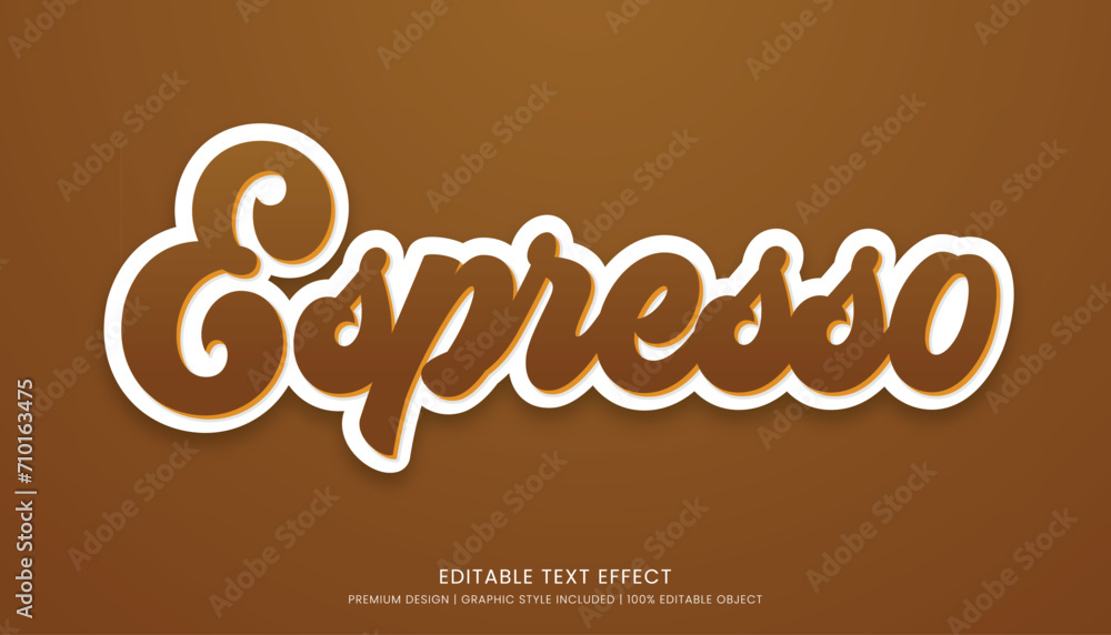 espresso editable 3d text effect template bold typography and abstract style drinks logo and brand