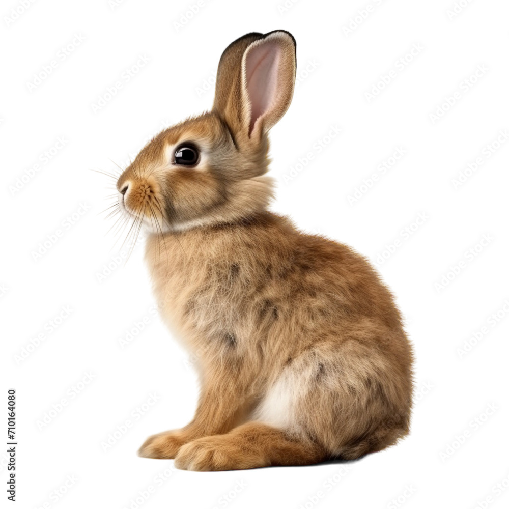 Obraz premium Small Brown Rabbit Sitting on White Floor