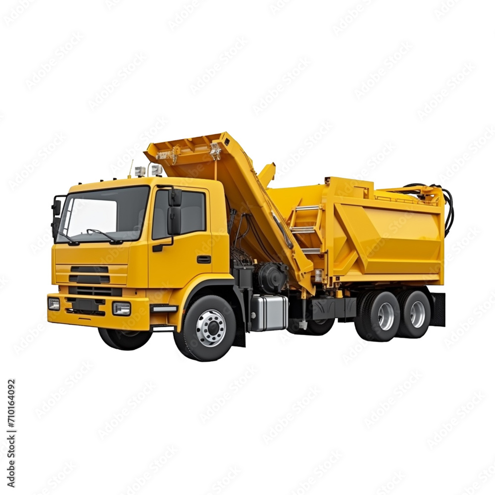 Yellow Dump Truck on White Background